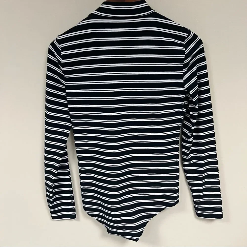 J Crew black and white striped bodysuit. Sz S